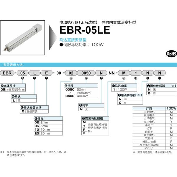 CKD喜開理電動執行器（無馬達型）滑塊型EBR-05LE-00-050150NNN-M1NN