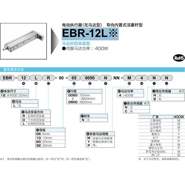 CKD喜開理電動執行器（無馬達型）滑塊型EBR-12LRER-00-320050NNN-M2NN