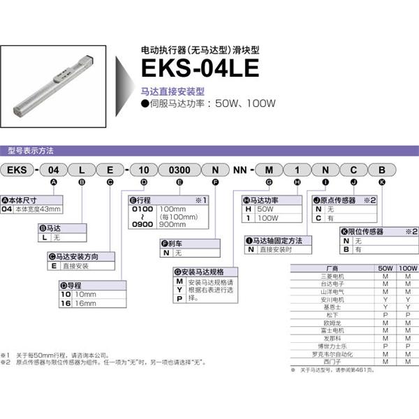 CKD喜開理電動執行器（無馬達型）滑塊型EKS-04LR-100900NNN-P1NCB