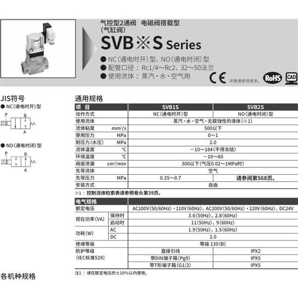 CKD喜開(kāi)理氣控型2通閥（氣缸閥）SVB1S-50A-02CS-AC100V