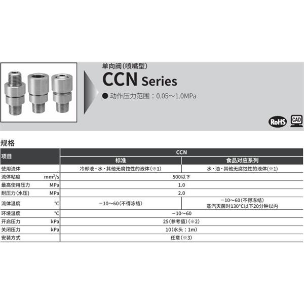 CKD喜開理單向閥（噴嘴型）CCN-08F-5