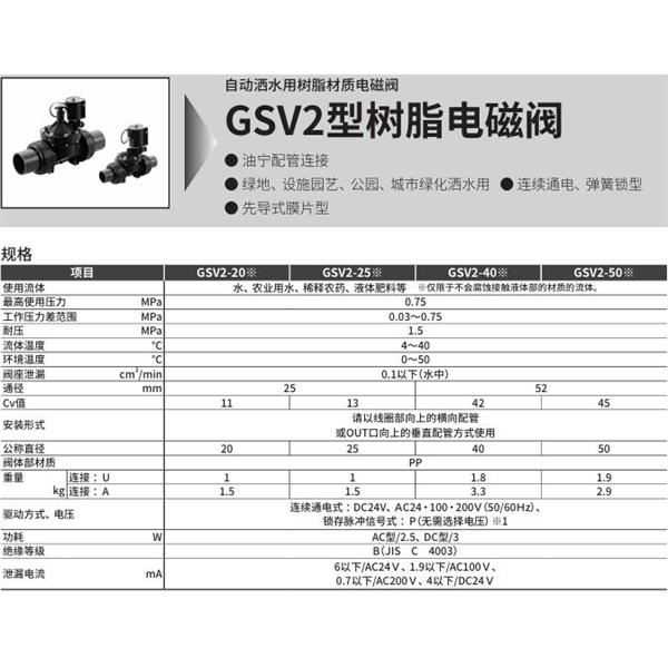 CKD喜開理自動灑水用樹脂制電磁閥GSV2-25A-AC100V