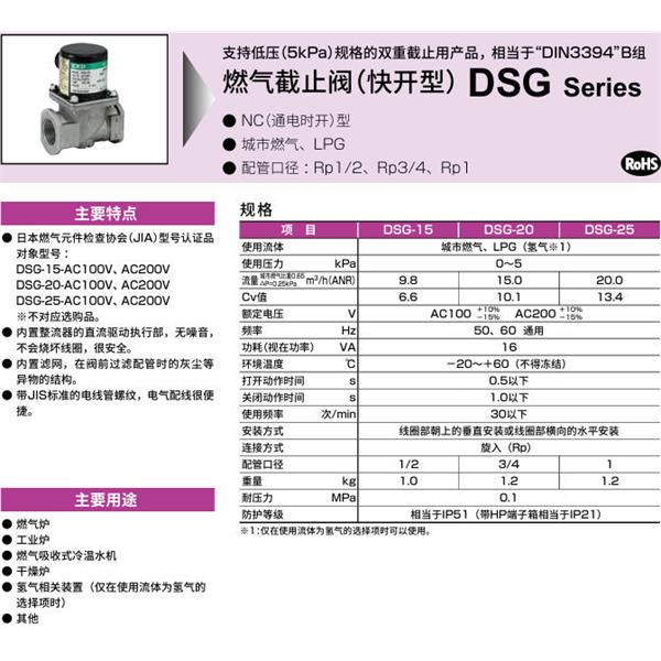 CKD喜開理氣體遮蔽閥（快開型）DSG-15-H2-AC100V