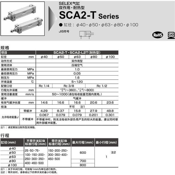 CKD喜開理SELEX氣缸SCA2-T-LB-80B-100-SI