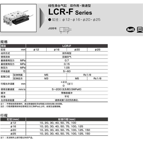 CKD喜開理線性滑臺氣缸LCR-F-20-75-S506DTN