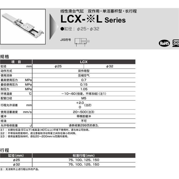 CKD喜開理線性滑臺氣缸LCX-32L-100-S5