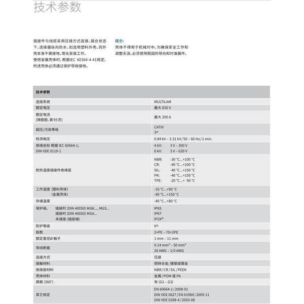 瑞士STAUBLI史陶比爾多極連接器ME3-4+PE-BP6/16