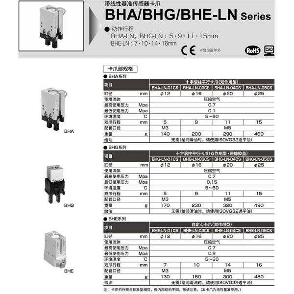 CKD喜開理帶線性基準傳感器卡爪BHG-LN-01CS-10HCLDSDN