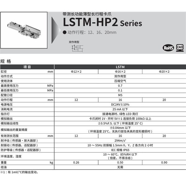 CKD喜開理帶測長功能薄型長行程卡爪LSTM-20A1A-HP2