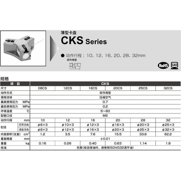 CKD喜開(kāi)理薄型卡盤(pán)CKS-F-25CS-Y1