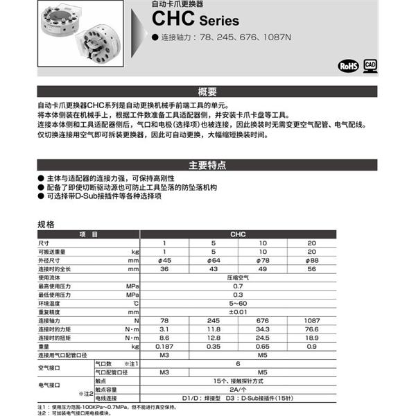 CKD喜開理自動卡爪更換器自動卡爪更換器CHC-10R-D3