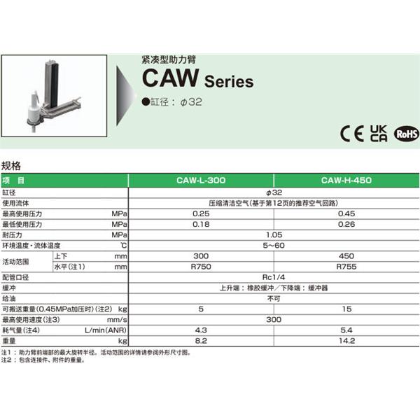 CKD喜開理緊湊型機械臂CAW-H-450-UD50